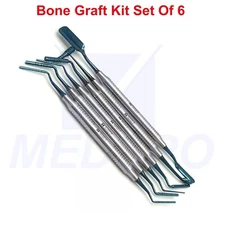 Dental Implant Bone Graft Kit Set Of 6 Blue Periotome Packer Bone Grafting Tools