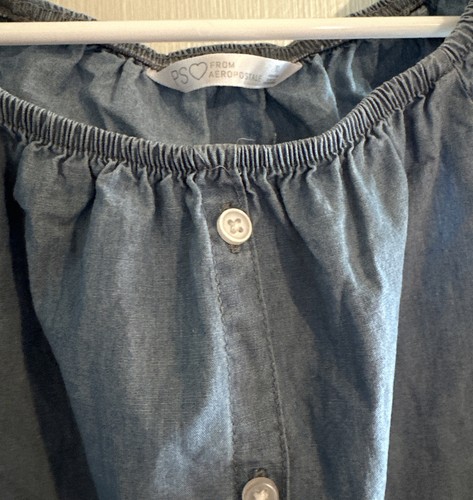Girls “PS From Aéropostale” Light Chambray with Lace Size 10 - Picture 4 of 7