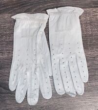 Vintage Rainbow Leather Gray Driving Casual Gloves Large Elastic Wrist