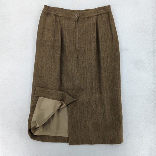 Vintage 1980er Jahre Doncaster Damen Rock Anzug braun Tweed Look 100 % Seide Gr. 12 - Bild 15 von 16