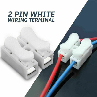 White 2P Quick Splice Lock Wire Terminals Electrical Cable Connectors 100PCS