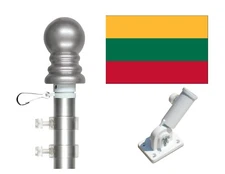 Lithuania 3'x5' Polyester Flag & Spinner Flagpole Set w/Adjustable Bracket