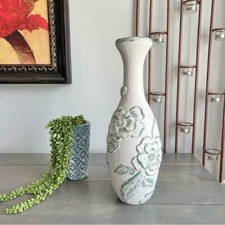 Eclectic Revival Upcycled Vintage Tall Textured Floral Tapered Candleholder