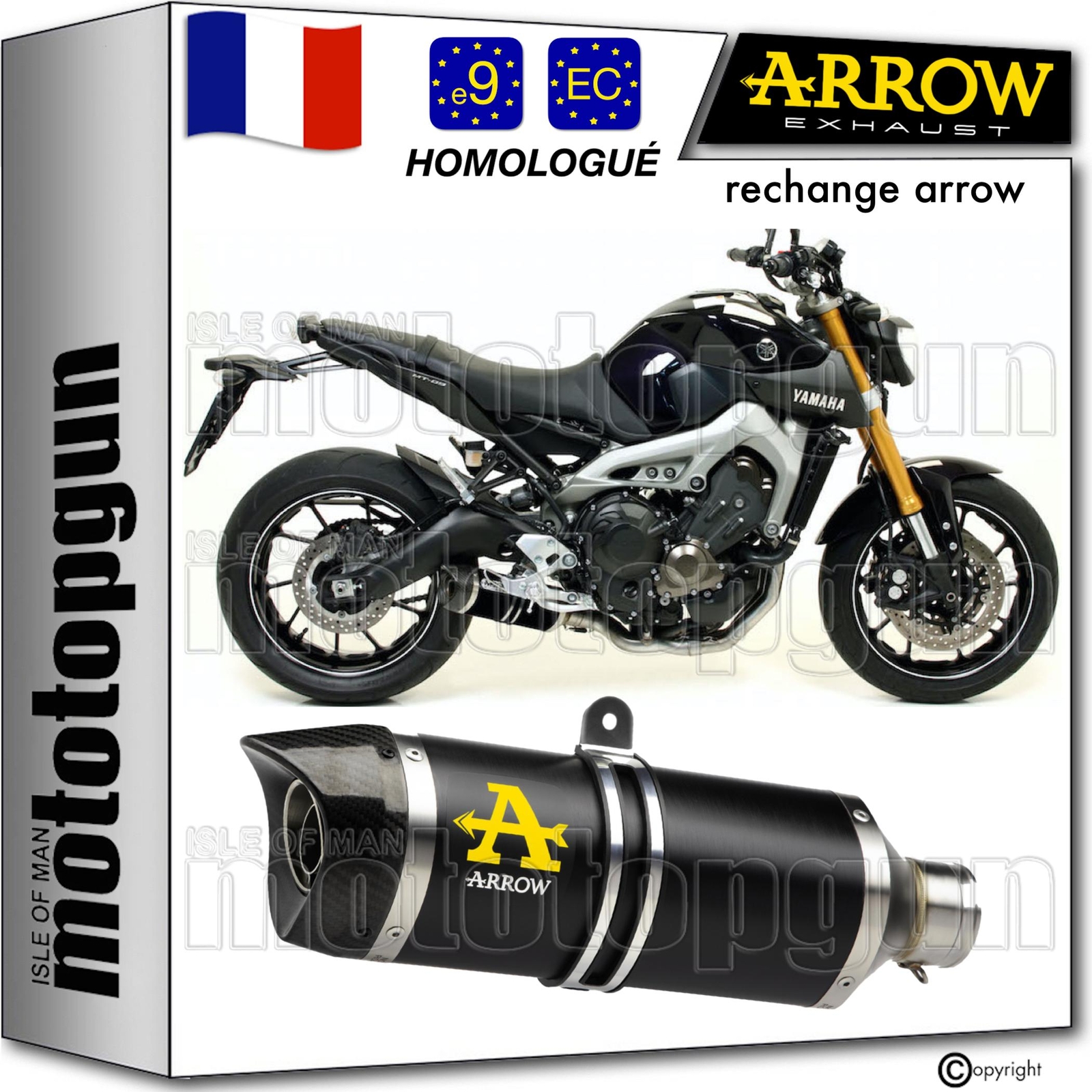 Échappement homologué Arrow Thunder noir pour optimiser les performances de la MT09 2019