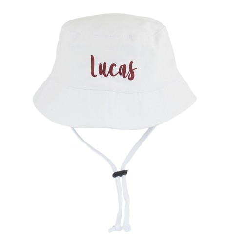 Personalised Name Baby Sun Hat Boy Girl, Custom Bucket Hat with Chin Strap 0-18m - Picture 25 of 53