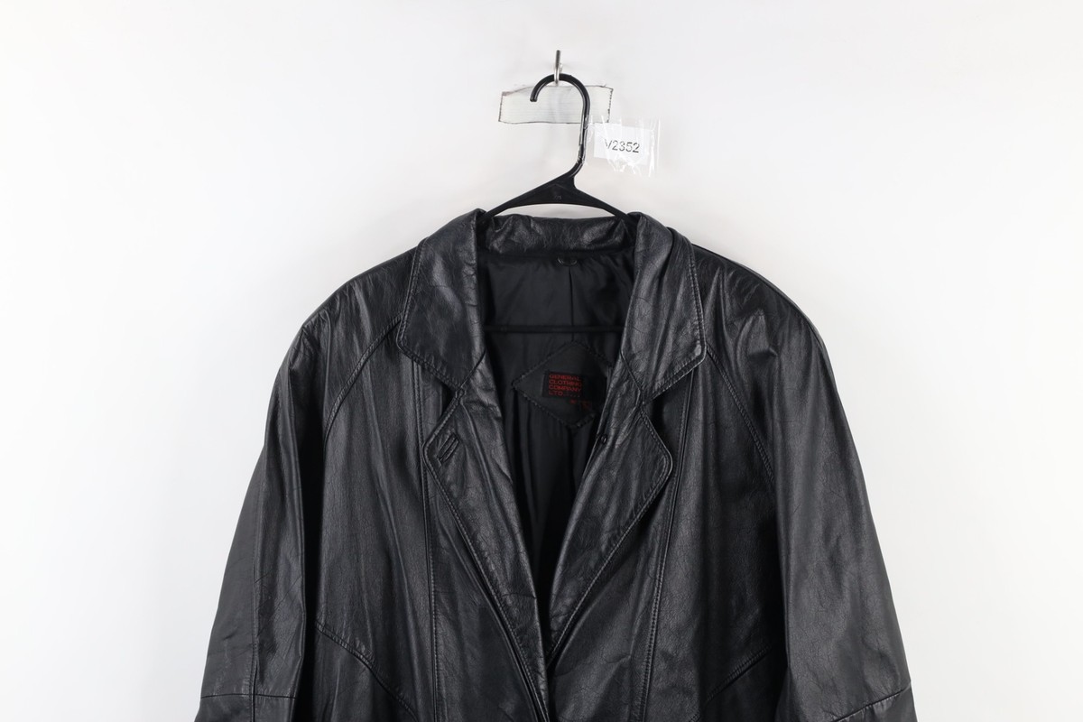 Vtg 90s Streetwear Womens Medium Leather Full Length Trench Coat
