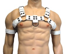 Men Bulldog Harness Leather Harness Adjustable Buckle Body Chest Harness Costume