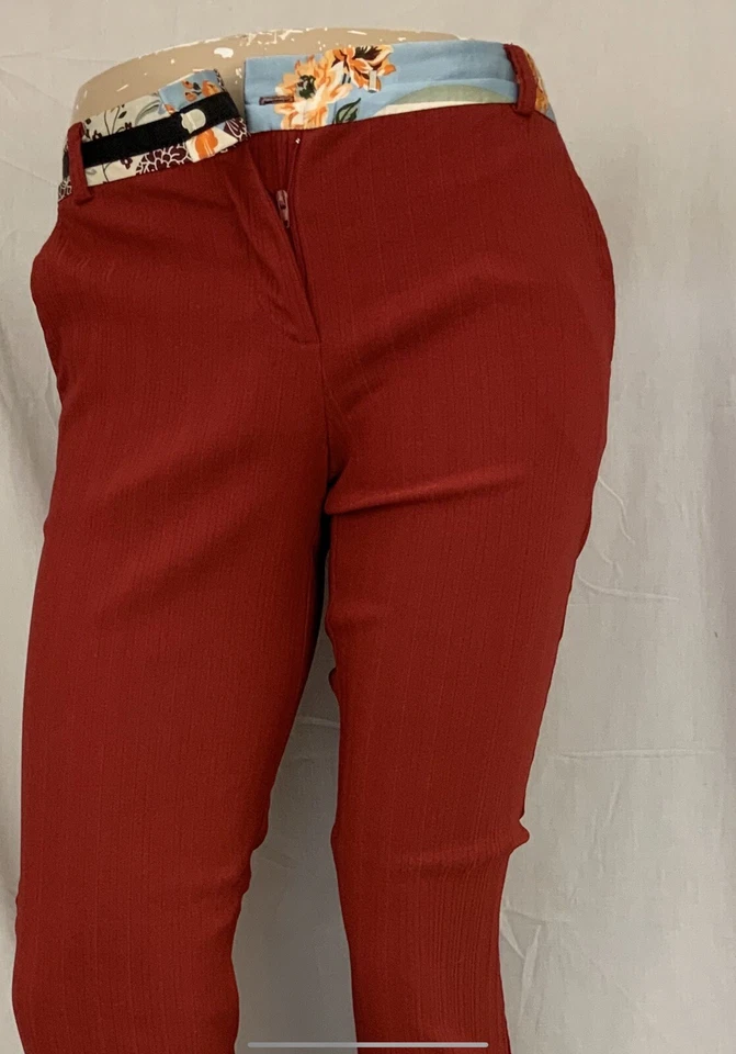 Pantalones Poleci Talla 6 Rojo Informal Frente Plano Hechos en EE. UU. Usados Una Vez YGI N2-566 Foto 3 de 4