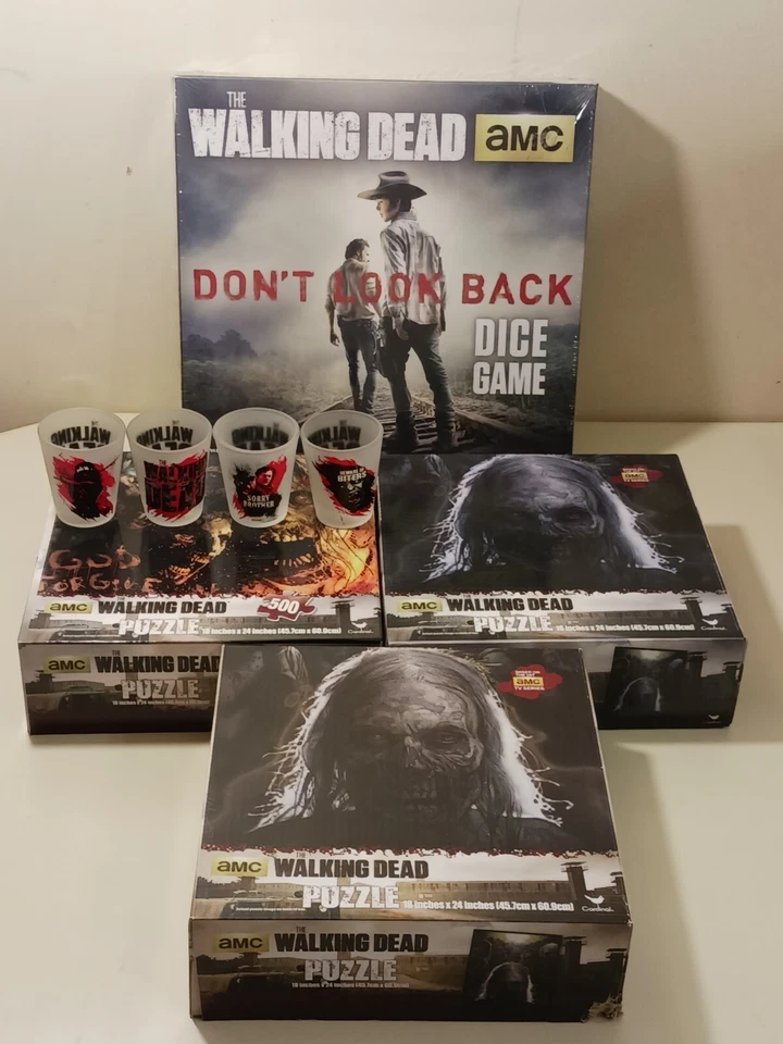 The Walking Dead Lot Collection 4 Shot Glasses 1 Dice Game 3 Jigsaw 1 Wall Clock - Image 3 of 4