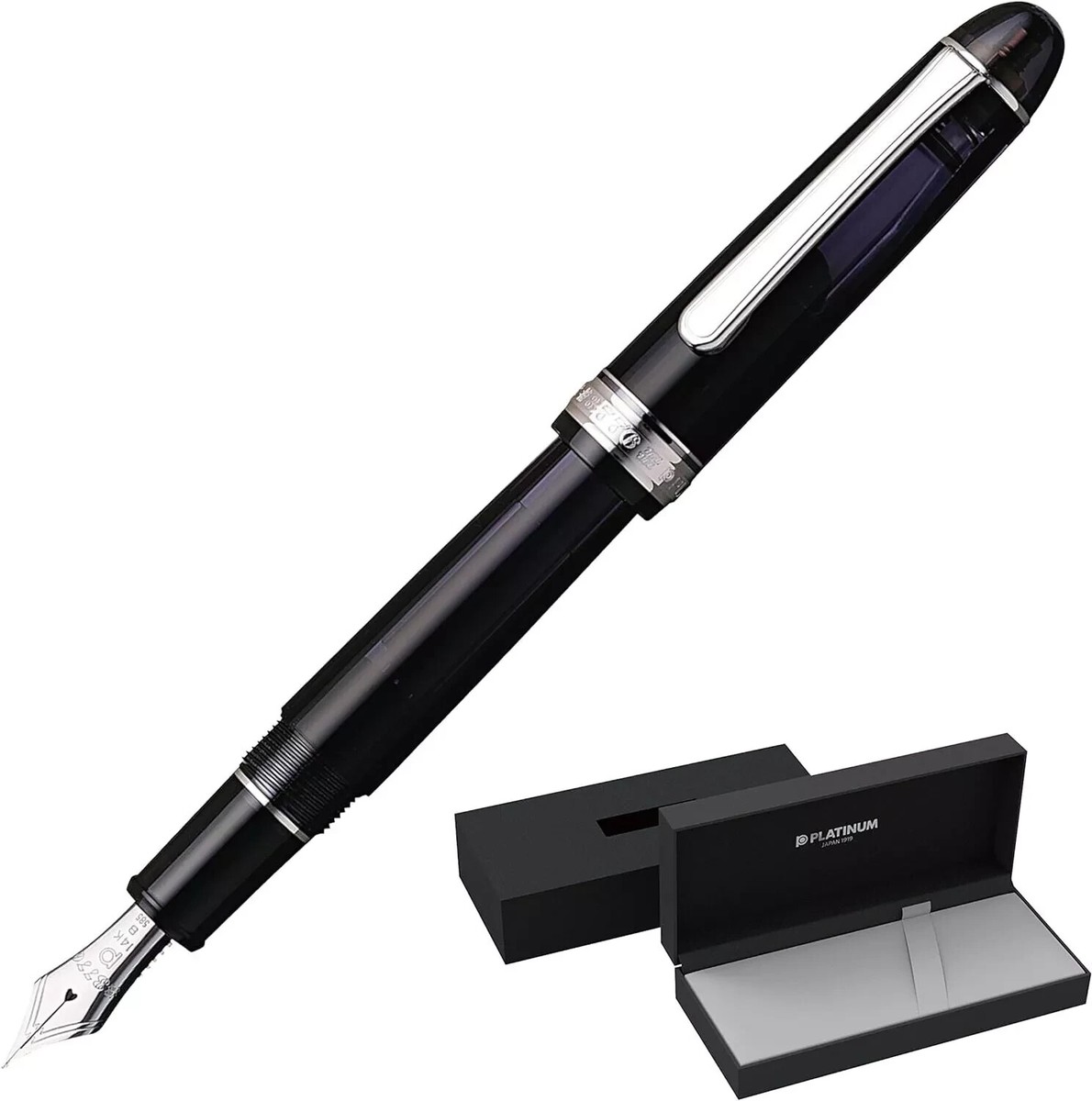 PLATINUM Fountain Pen #3776 Century Black Made in Japan 14K