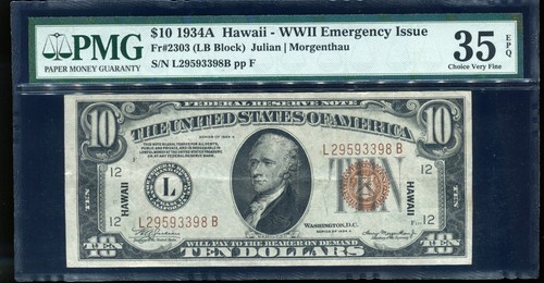 1934-A $10 Hawaii Note FRN | PMG VF35EPQ | FR-2303 | Free Shipping - Picture 2 of 5