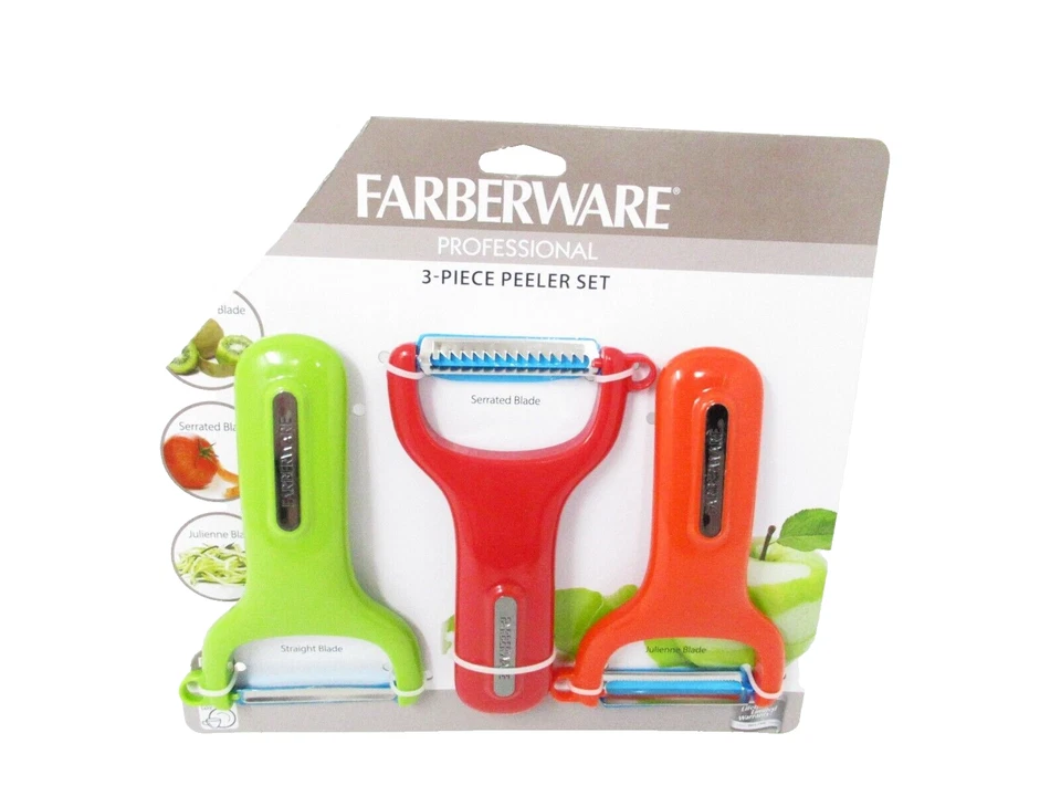 Farberware Pelador Set 3 piezas Multicolor Vegetal Juliana Hojas Rectas Serradas Foto 3 de 3