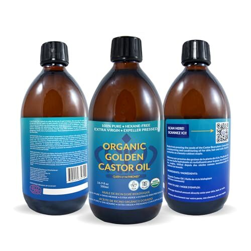 QUEEN OF THE THRONES Organic Golden Castor Oil - 500mL 16.9oz | 100% ...