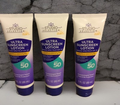 Lot of 3 Studio Selection Ultra Sunscreen Lotion SPF 50 EXP 2/25  3 Oz