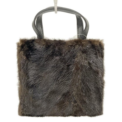 Auth LOEWE - Black Dark Brown Nappa Leather Fur Tote Bag
