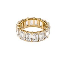 Sterling Silver Gold Vermeil Clear CZ Eternity Band Ring Size 6