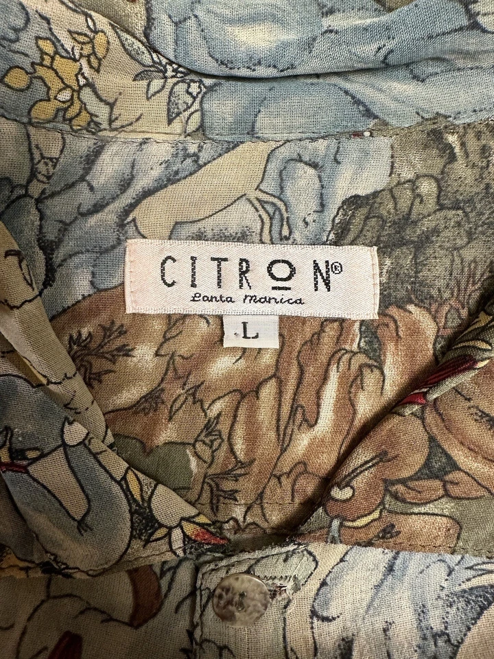 Camisa para hombre CITRON Santa Mónica asiática gráfica seda abotonada talla grande” Foto 2 de 4