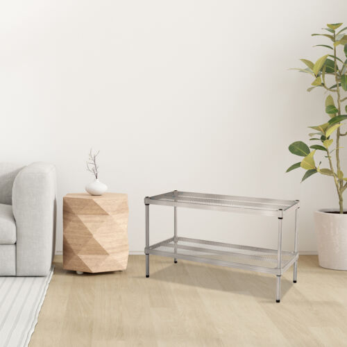 Design Ideas MeshWorks 2 Ebenen Full-Size Metall Aufbewahrung Regal Regal, Silber - Bild 2 von 10