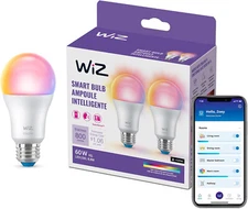 WiZ Connected 2-Pack Color 60W A19 Smart WiFi Light Bulb 16 Million Colors
