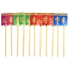 Osterlamm-Fähnchen 24,5cm farbig sortiert mit Holzstiehl