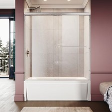 ELEGANT 60"W x 62"H Double Sliding Shower Tub Door 1/4'' Clear Glass in Brushed