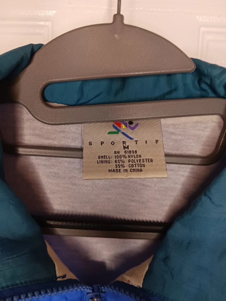 Chaqueta cortavientos Avait Sportif vintage años 90 talla mediana Rave rara negra azul Foto 4 de 4