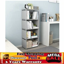 4-TIER INDUSTRIAL BOOKSHELF,DISPLAY STORAGE SHELVES RUSTIC WOOD BOOKCASE SHELVES