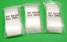 2x3 Bags 2mil Clear 300 Reclosable Poly Bags Top Squeeze Lock 2" x 3" Baggies