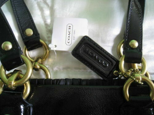 Bolso de mano satinado COACH Ashley B4/Negro F20050 Nuevo con etiqueta - Imagen 4 de 10