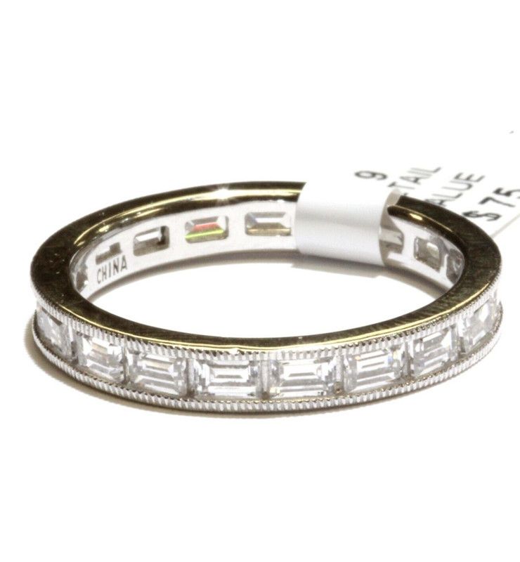 New 925 Sterling Kiera Zirconia Milgrain Eternity band ring 3.1g unique ladies 9