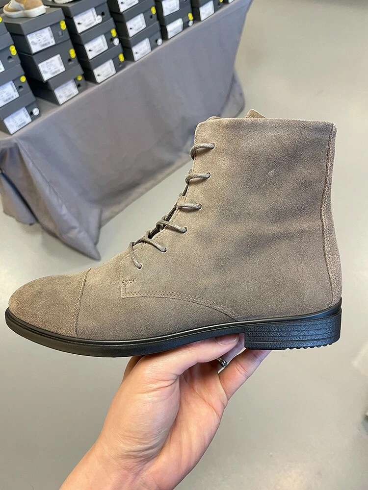 NWT ECCO TOUCH 15B NUBUCK LEATHER WOMEN S BOOTS DARK CLAY SZ US 6 6.5