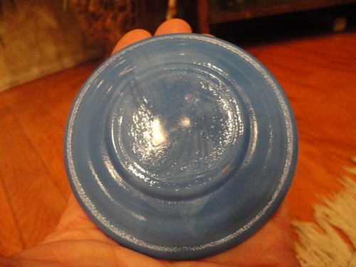 Concentric Rib Blue Akro Agate Child's Toy Plate Slag Glass 3-1" w Vintage - Picture 4 of 8