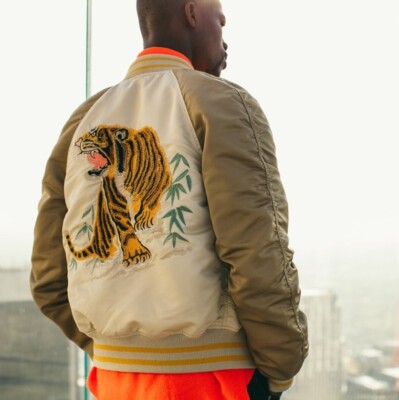 ◉美品◉ALPHA◉MA-1◉BACK FLYING A TIGER Alpha Industries Tiger MA-1 Reversible Souvenir Jacket MED
