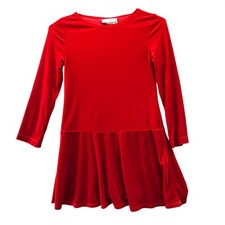 Rare Editions Girls 6-7 Red Velvet Long Sleeve Dress Pleated Holiday Christmas