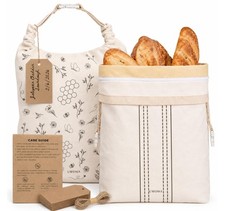 Beeswax Bread Bags for Sourdough, XL, 2 Packs 2 Pcs - Floral, Stripe