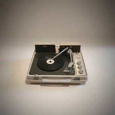 Vintage Portable Record Player w/ 2 speakers and case