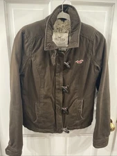 Vtg Y2K Rare Hollister Jacket Womens Green Sherpa Lined Utility Workman Coat S