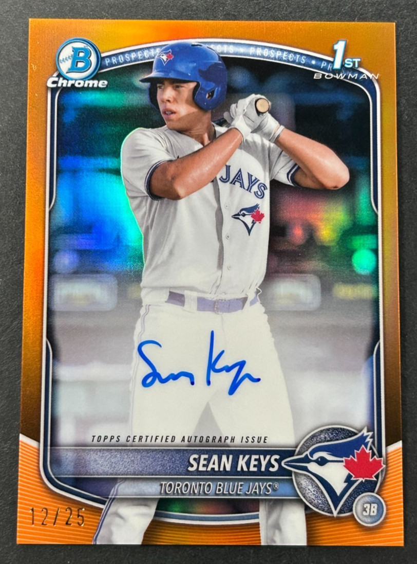 2025 Bowman Chrome 1st - Sean Keys #CPA-SK Toronto Blue Jays - Orange AUTO /25