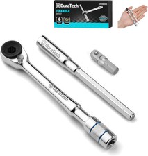 DURATECH 1/4" T-Handle Ratchet, Mini Ratchet Wrench with Hex Bit Extension and A