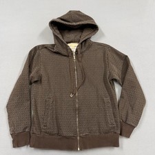 MICHAEL Michael Kors Hoodie Sweatshirt Womens Small Brown Full Zip Logo Knit