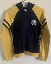 TRUE RELIGION Youth Full Zip Navy/Yellow Colorblock Hoodie Jacket Size S