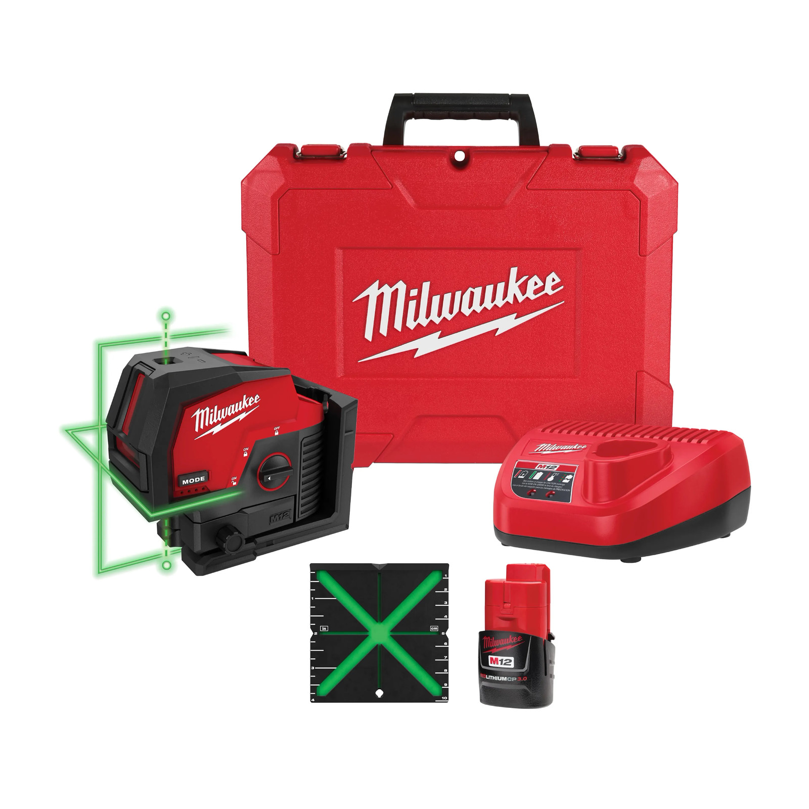 MILWAUKEE - 3622-21 - M12 GREEN CROSS LINE & PLUMB POINTS LASER KIT - BRAND NEW!