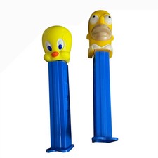 Vintage PEZ Dispenser Lot Homer Simpson and Tweety Bird Blue Stems Collectible