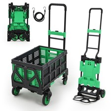 Heavy Duty Folding Hand Truck Platform Cart w/Collapsible Storage Basket 330 lbs