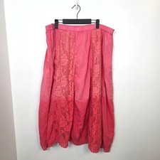 Pink Ombre Lace Elastic Waist Cottagecore Coquette Fairy Midi Maxi Skirt Sz 3XL