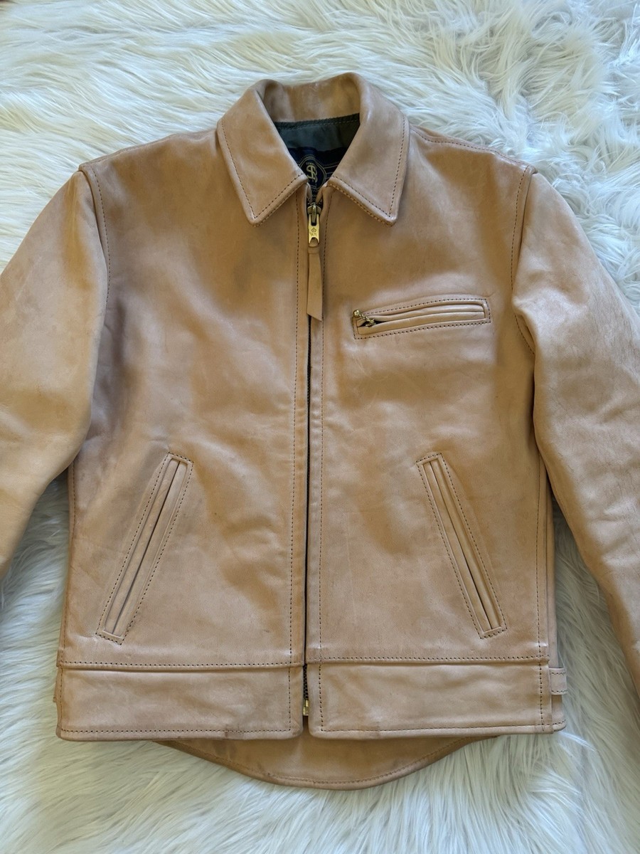 Simmons Bilt Liberator Leather Jacket Natural Mustang Horsehide 38