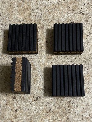 Anti Vibration Isolation Pads 2''X 2''X7/8'' Ribbed Rubber with Cork Center, 4 Pcs