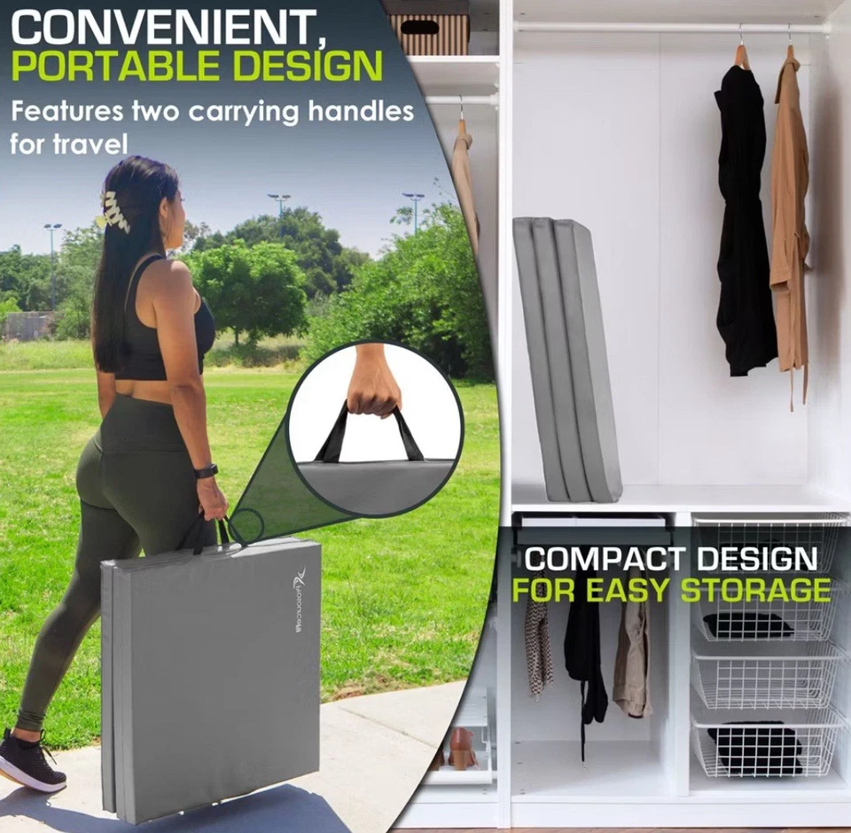 ProsourceFit Tri-Fold Exercise Mat – Folding, Non-Slip, Home & Gym Workout Mat - Image 4 of 4