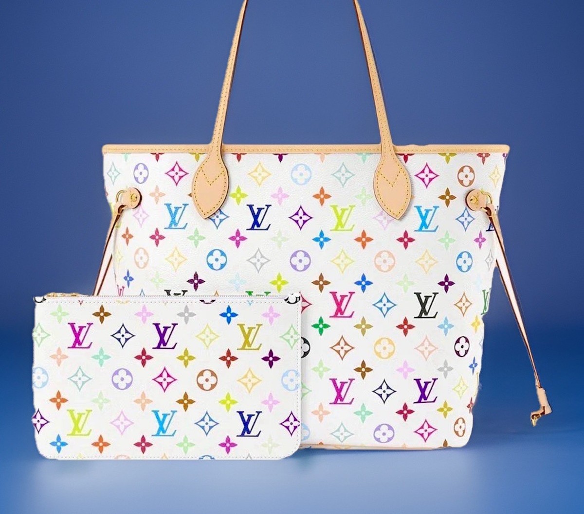 4p Louis Vuitton Murakami LV x TM Multicolor Neverfull MM M27787