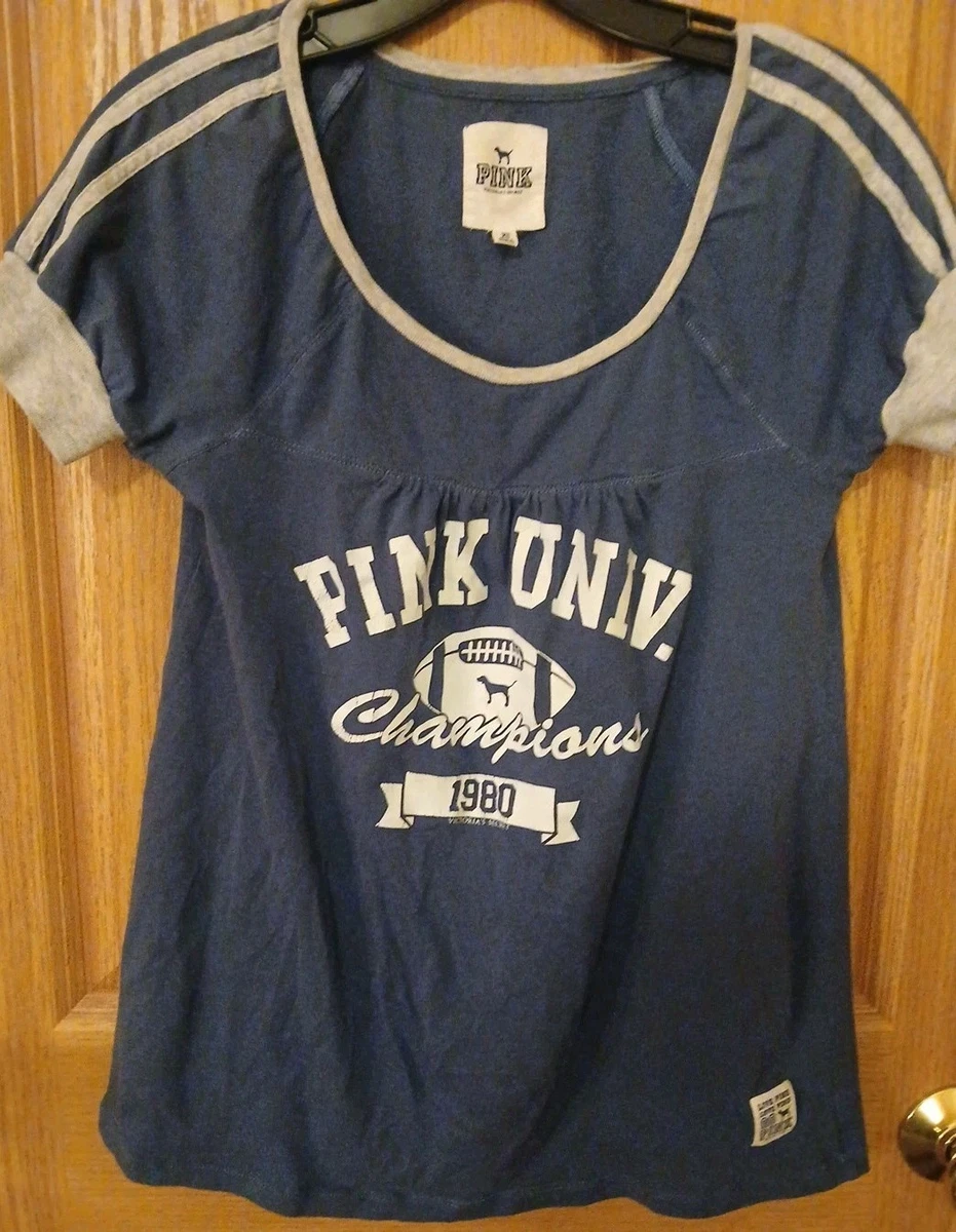 Victorias Secret Pink XS Collegiate U Of A Arkansas Razorbacks Black Tee Hogs